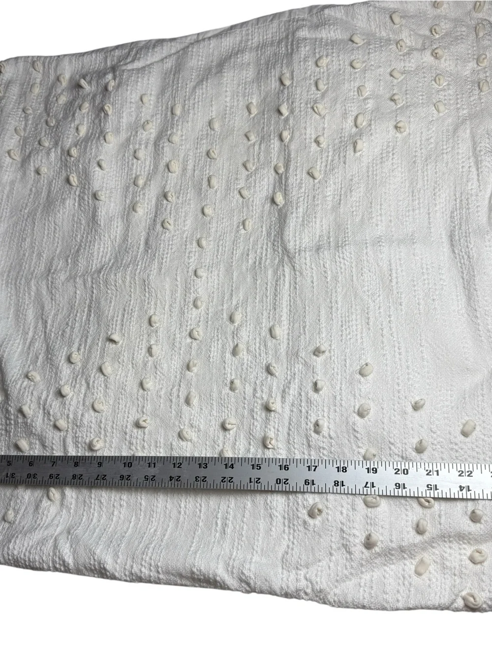 Anthropologie Neve Euro Sham Cotton Embellished Tufted Shabby Cloud Soft Cream